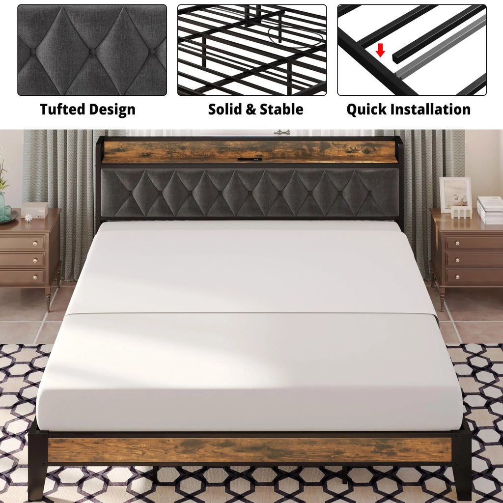 Bed Frame Storage Headboard