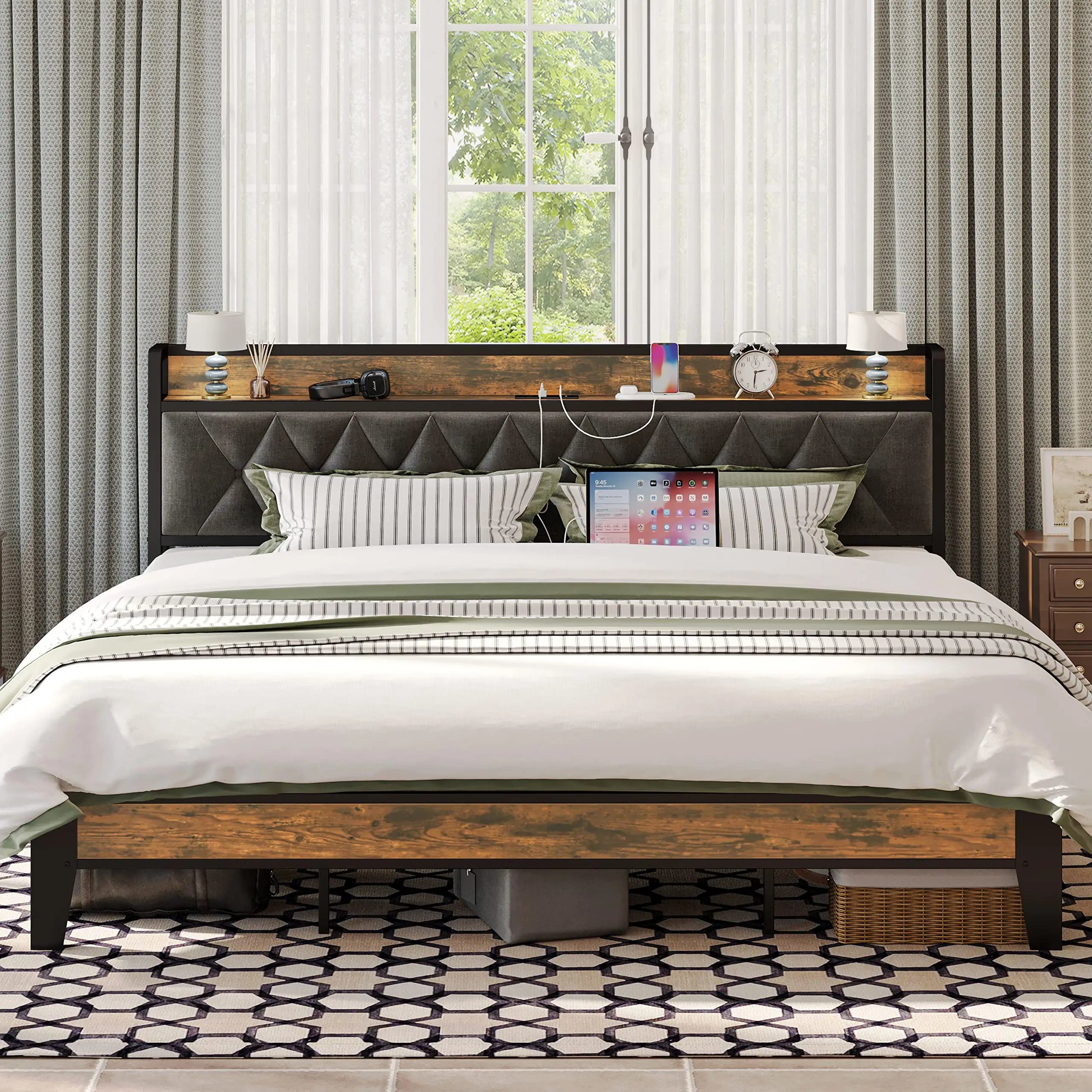 Bed Frame Storage Headboard