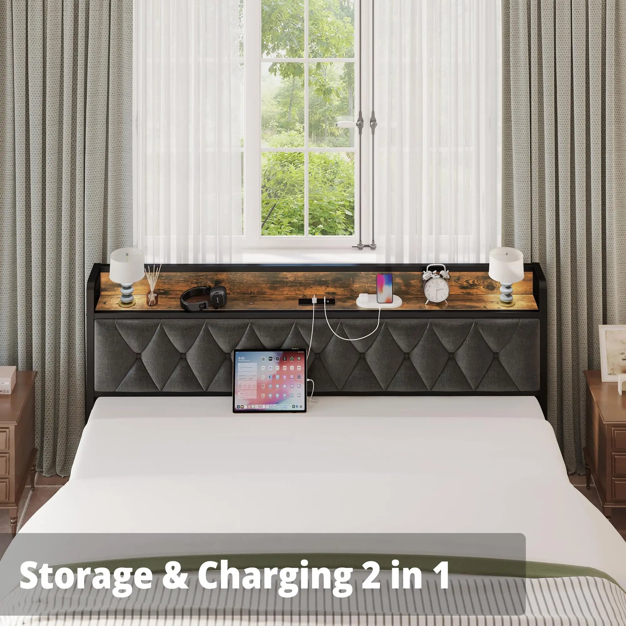 Bed Frame Storage Headboard