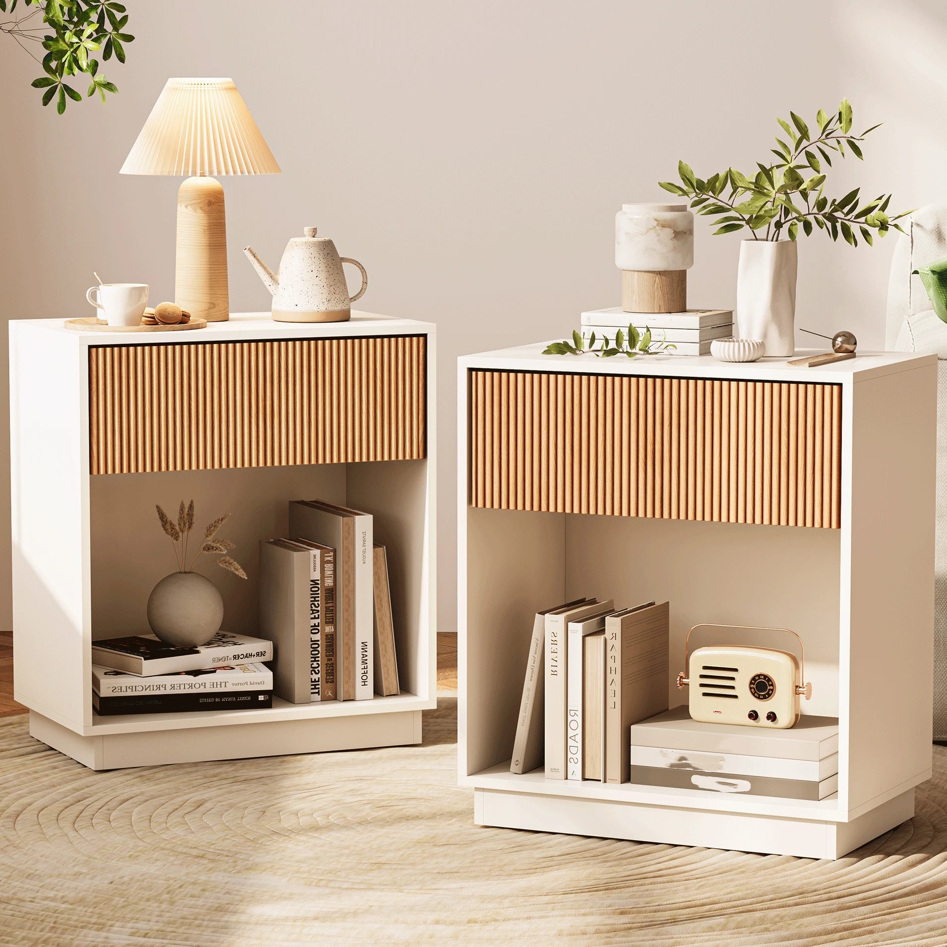 Fluted Nightstands Set of 2