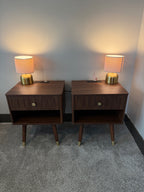 Fluted Nightstand Set with Charging Station