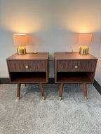 Fluted Nightstand Set with Charging Station