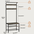 Entryway Hall Tree with Shoe Bench — Industrial Rustic