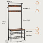 Entryway Hall Tree with Shoe Bench — Industrial Rustic