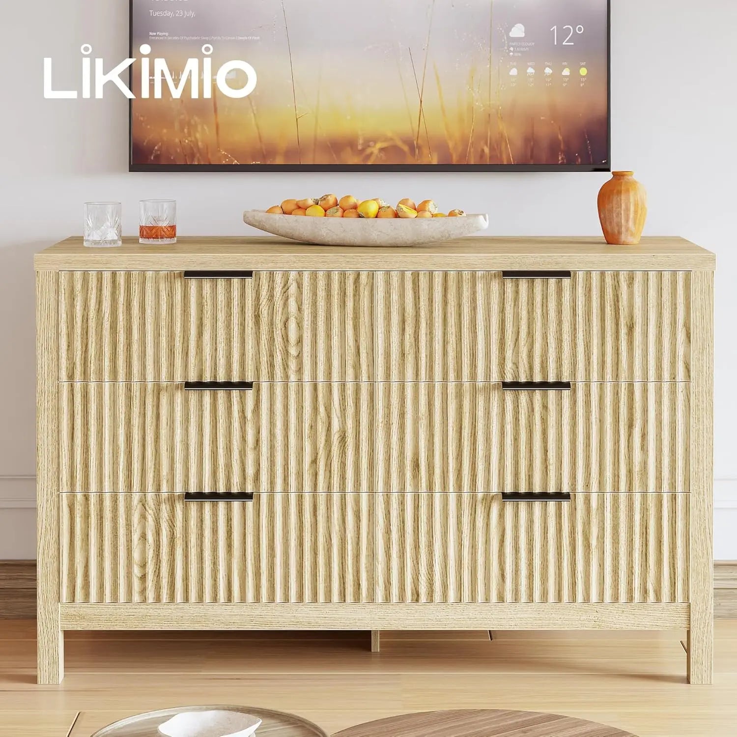 Fluted 6-Drawer Dresser — Natural Oak