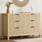Fluted 6-Drawer Dresser — Natural Oak