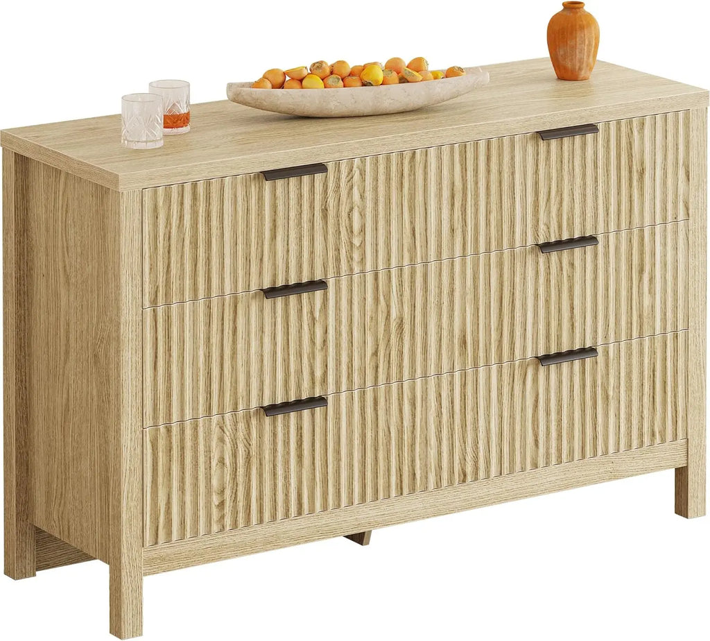 Fluted 6-Drawer Dresser — Natural Oak