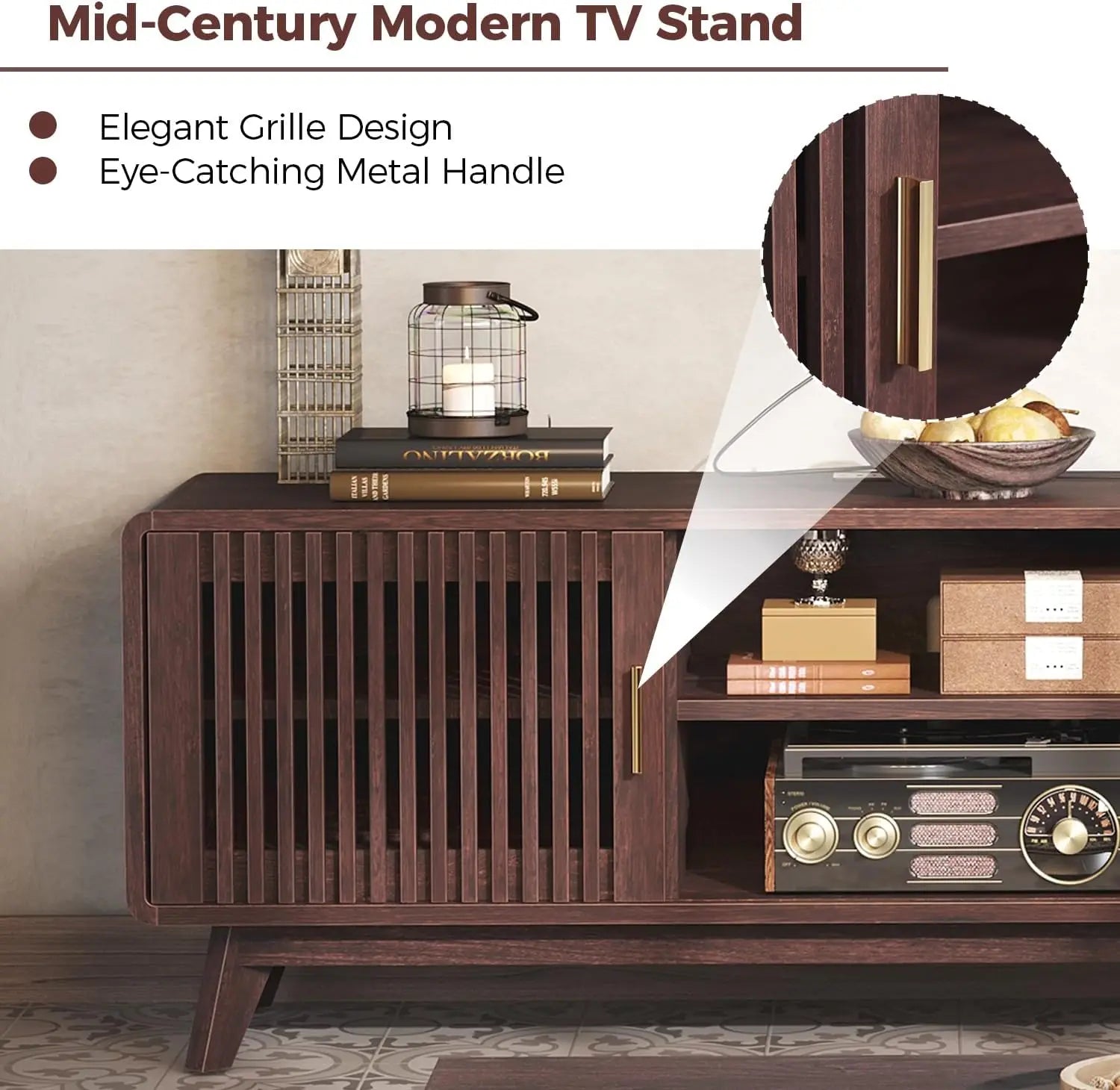 63'' Red Walnut TV Stand