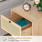 Boho Rattan Nightstands Set
