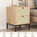 Boho Rattan Nightstands Set