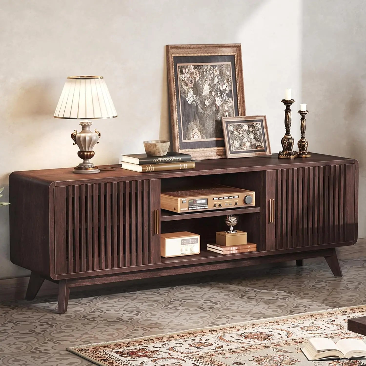 63'' Red Walnut TV Stand