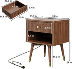 Fluted Nightstand with Charging Station