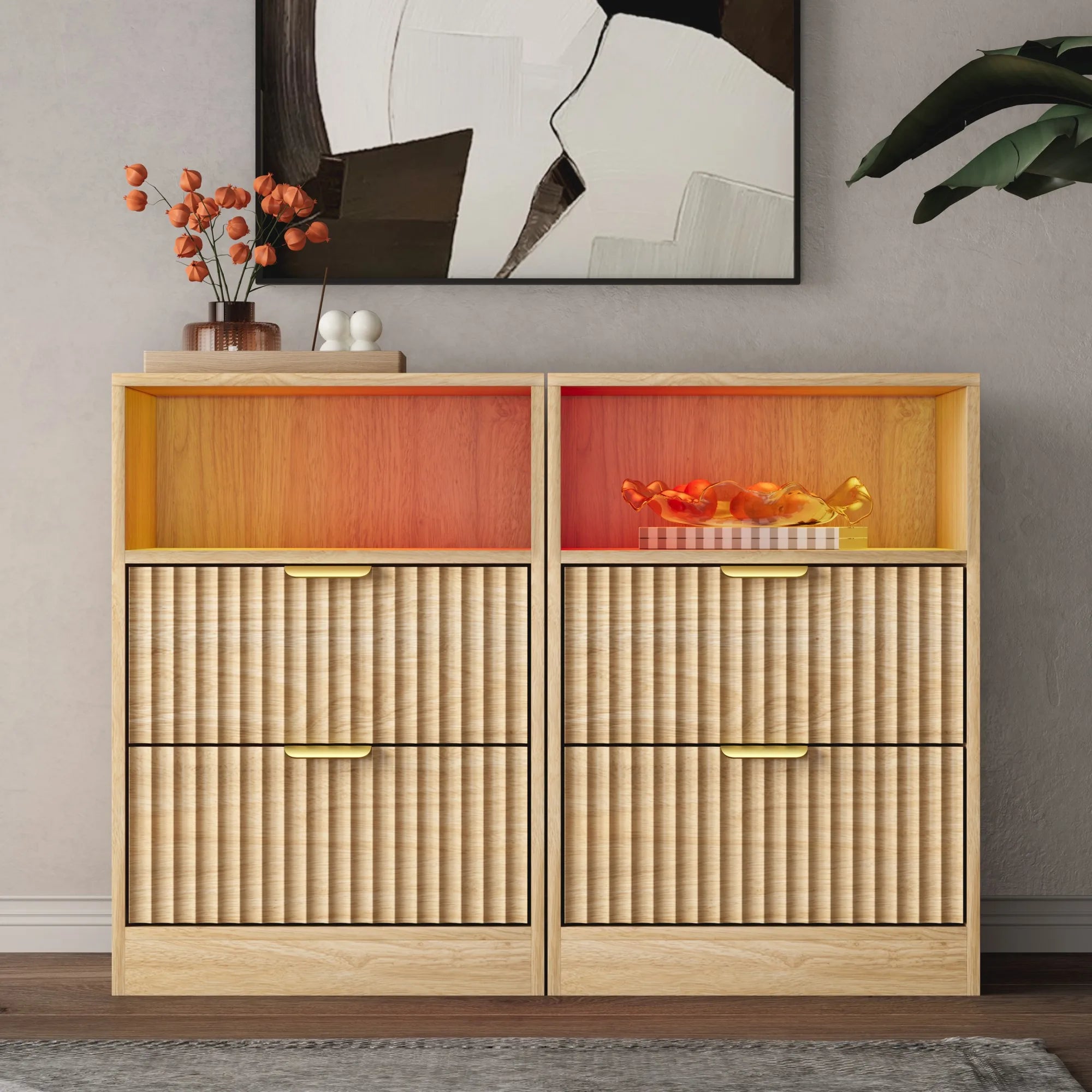 LED Nightstands with Charging Station