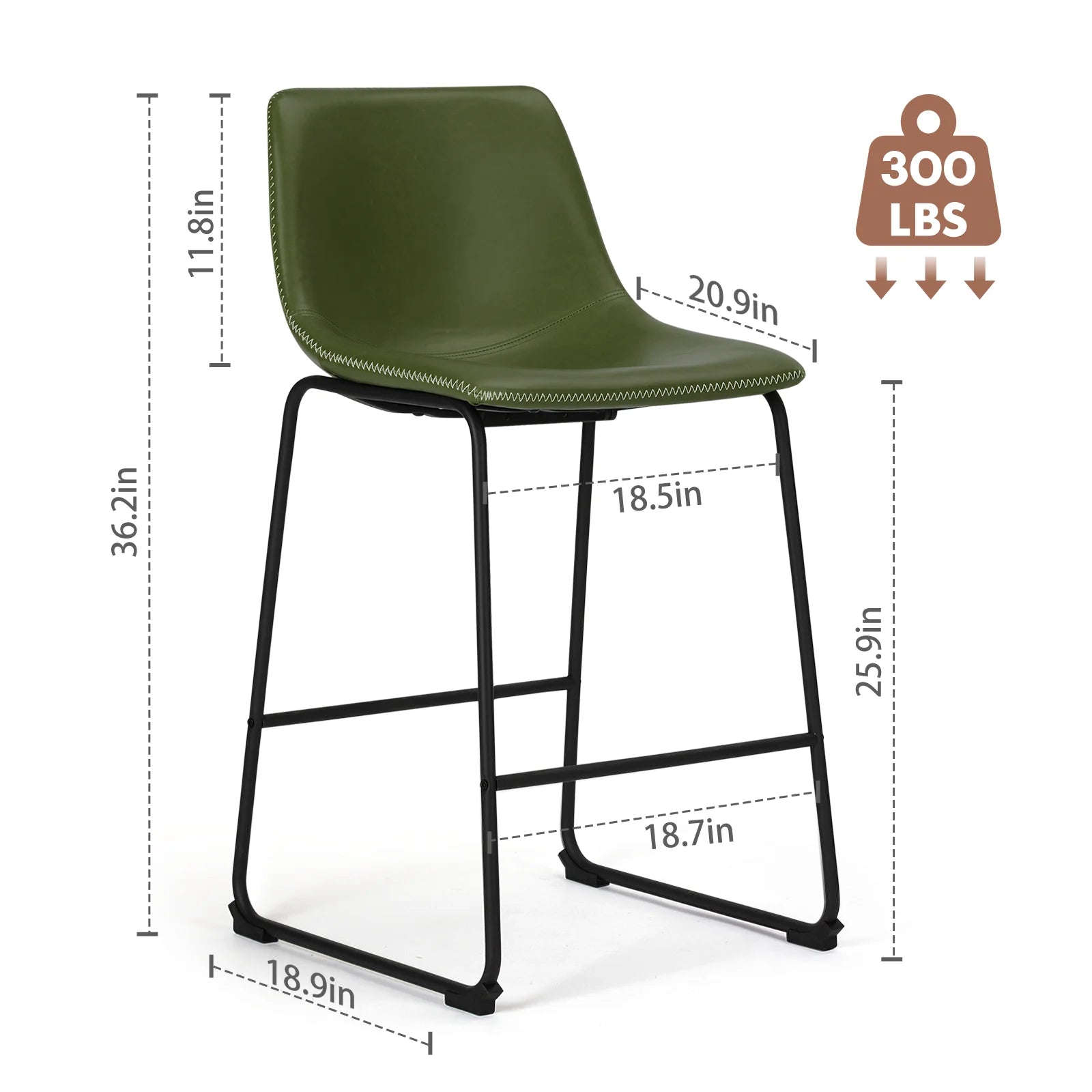 Leather Counter Height Stools — Set of 2