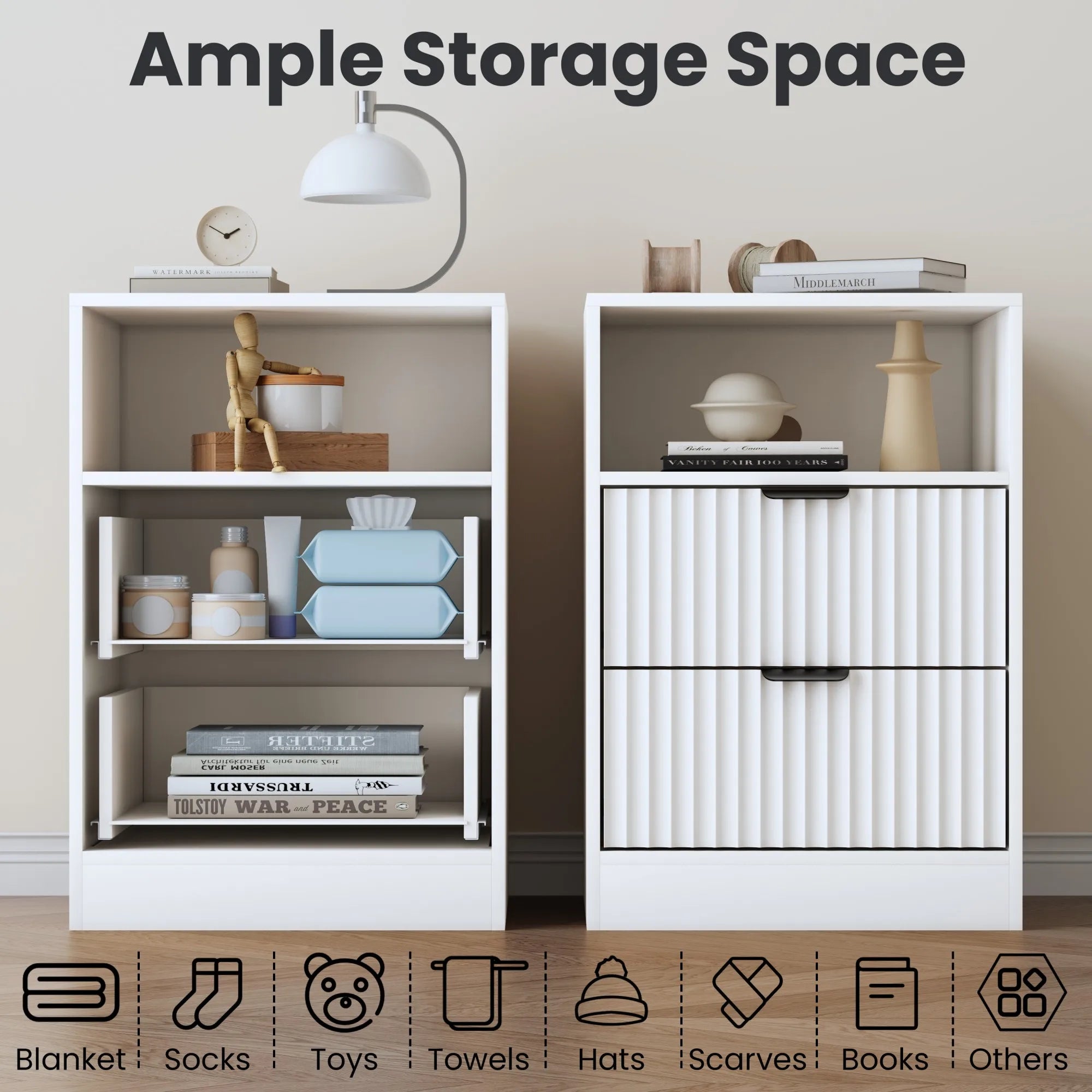 LED Nightstands with Charging Station