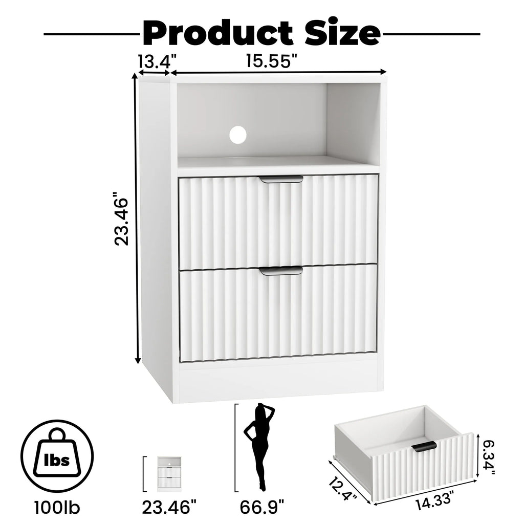 LED Nightstands with Charging Station