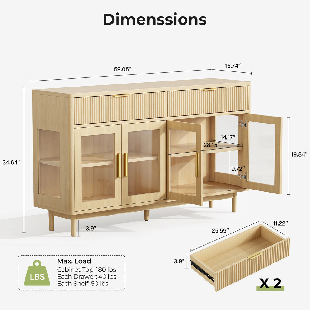 IRONCK Buffet Cabinet with Glass Door