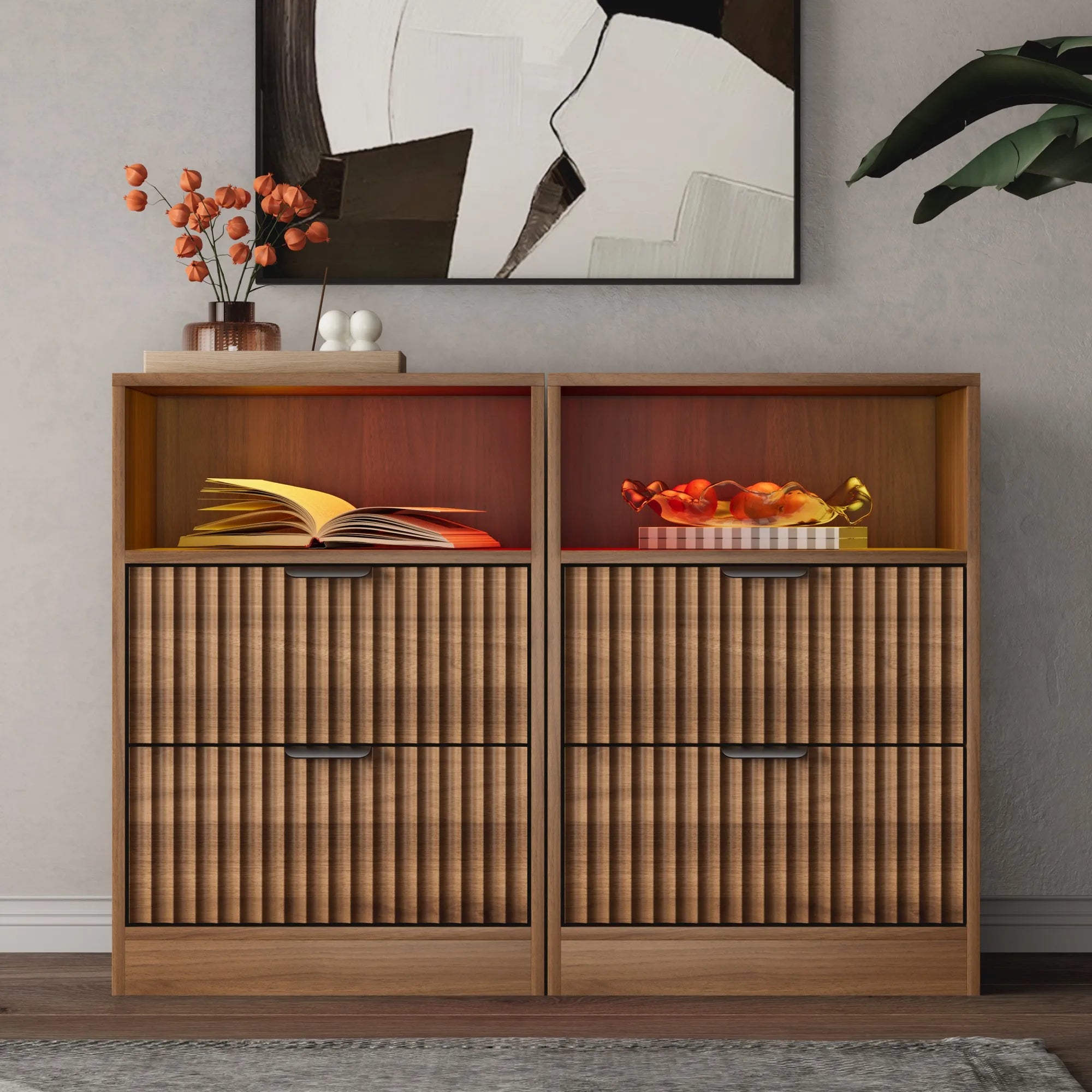 LED Nightstands with Charging Station