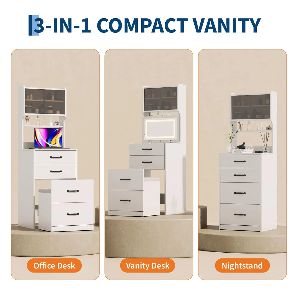 Vanity Desk with Hidden Stool
