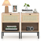 Boho Rattan Nightstands Set