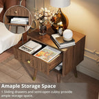 Fluted Nightstand with Charging Station