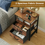 Rustic Nightstand with Charging Station — Set of 2