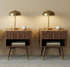 Fluted Nightstand with Charging Station