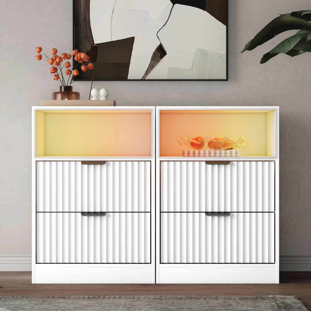 LED Nightstands with Charging Station