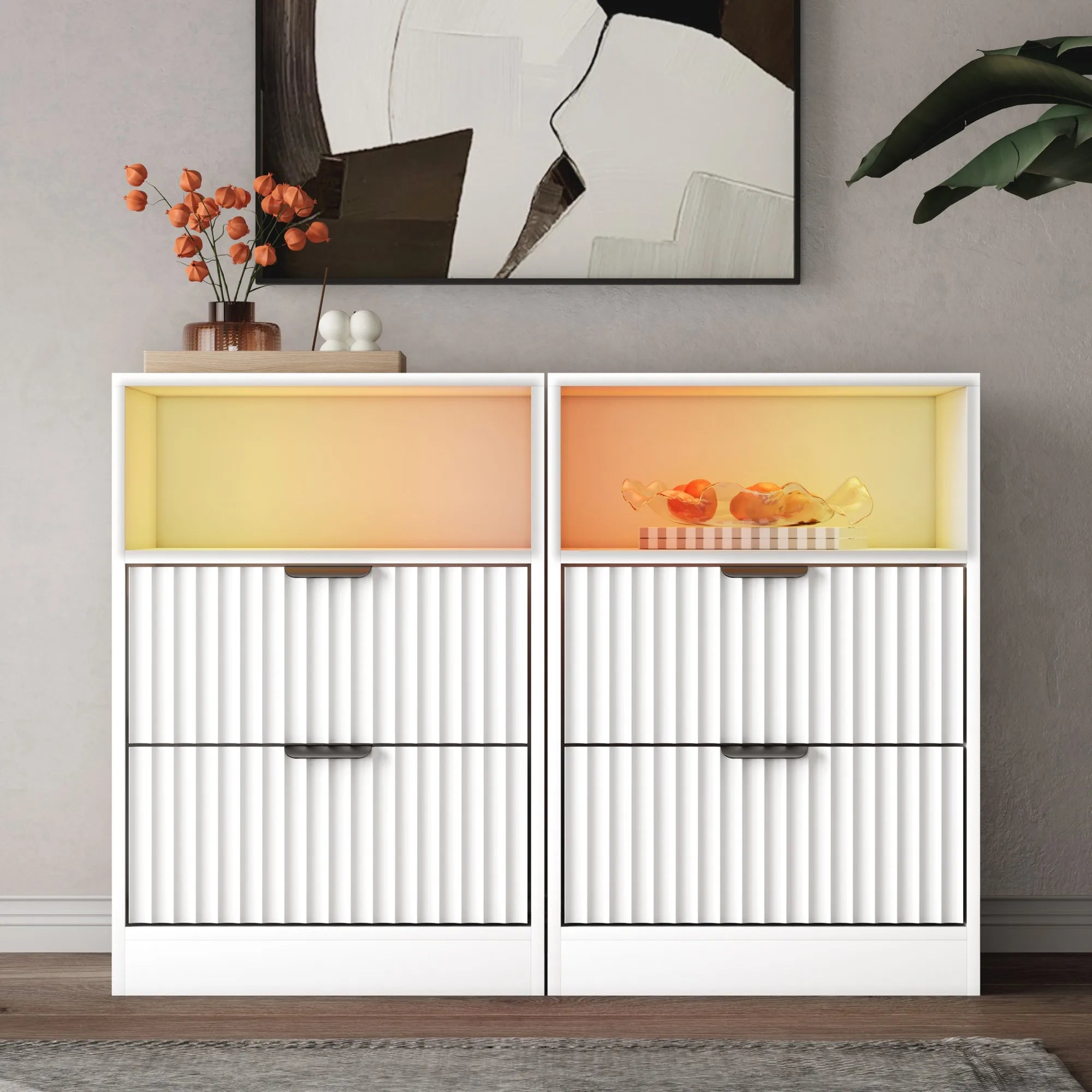 LED Nightstands with Charging Station