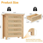 Rustic Rattan 5-Drawer Dresser