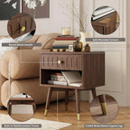 Fluted Nightstand with Charging Station