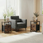Rustic Nightstand with Charging Station — Set of 2