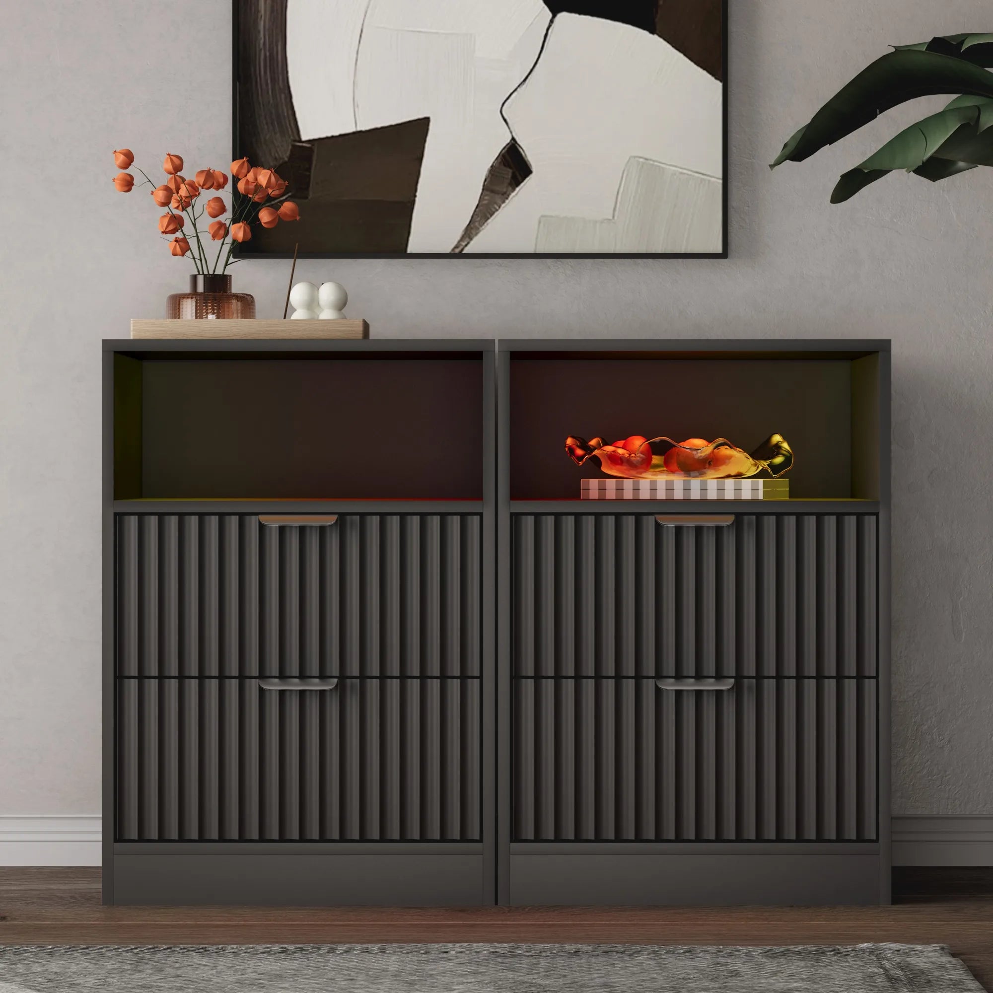 LED Nightstands with Charging Station