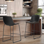 Leather Counter Height Stools — Set of 2