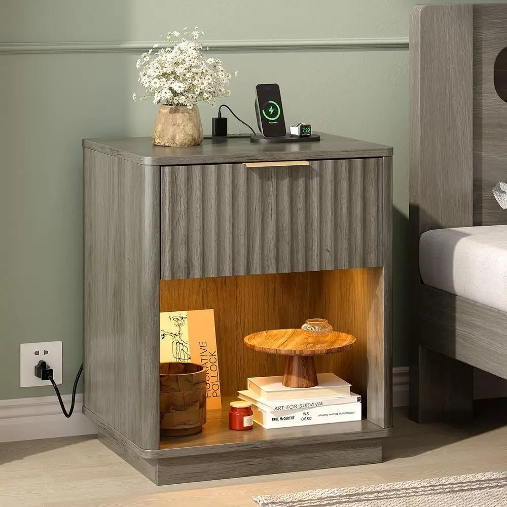 LED Nightstands Set with Charging