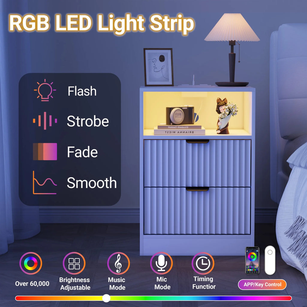 LED Nightstands with Charging Station