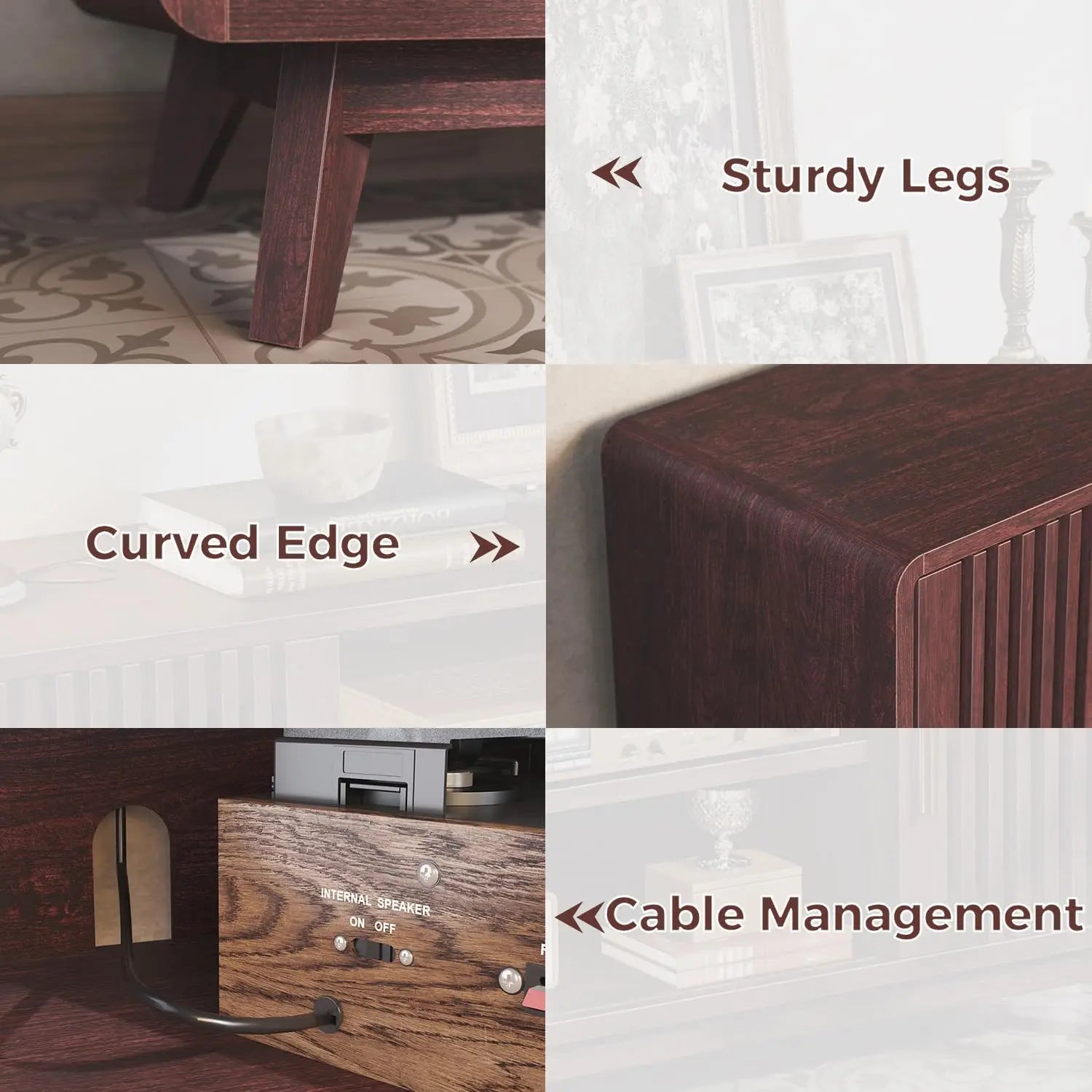 63'' Red Walnut TV Stand