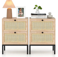 Boho Rattan Nightstands Set