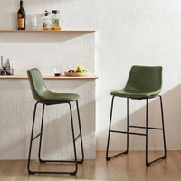 Leather Counter Height Stools — Set of 2