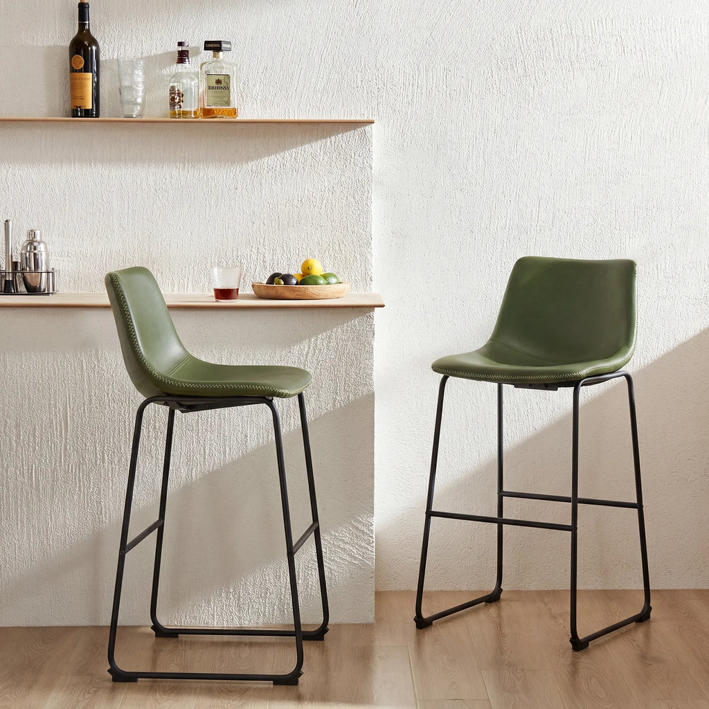 Leather Counter Height Stools — Set of 2